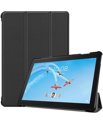 Lenovo Tab P10 Hoesje Tri-Fold Book Case met Standaard Zwart Hoesjes
