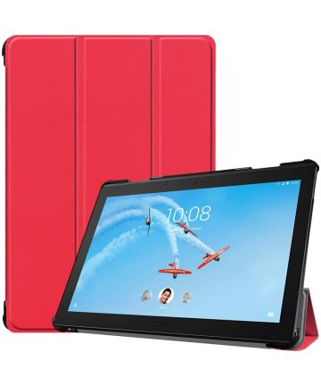 Lenovo Tab P10 Hoesje Tri-Fold Book Case met Standaard Rood Hoesjes