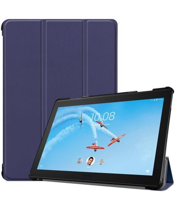 Lenovo Tab P10 Hoesje Tri-Fold Book Case met Standaard DonkerBlauw Hoesjes