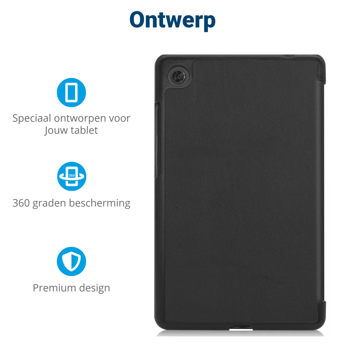 Lenovo Tab M7 Hoesje Tri-Fold Book Case met Standaard Zwart afbeelding 3