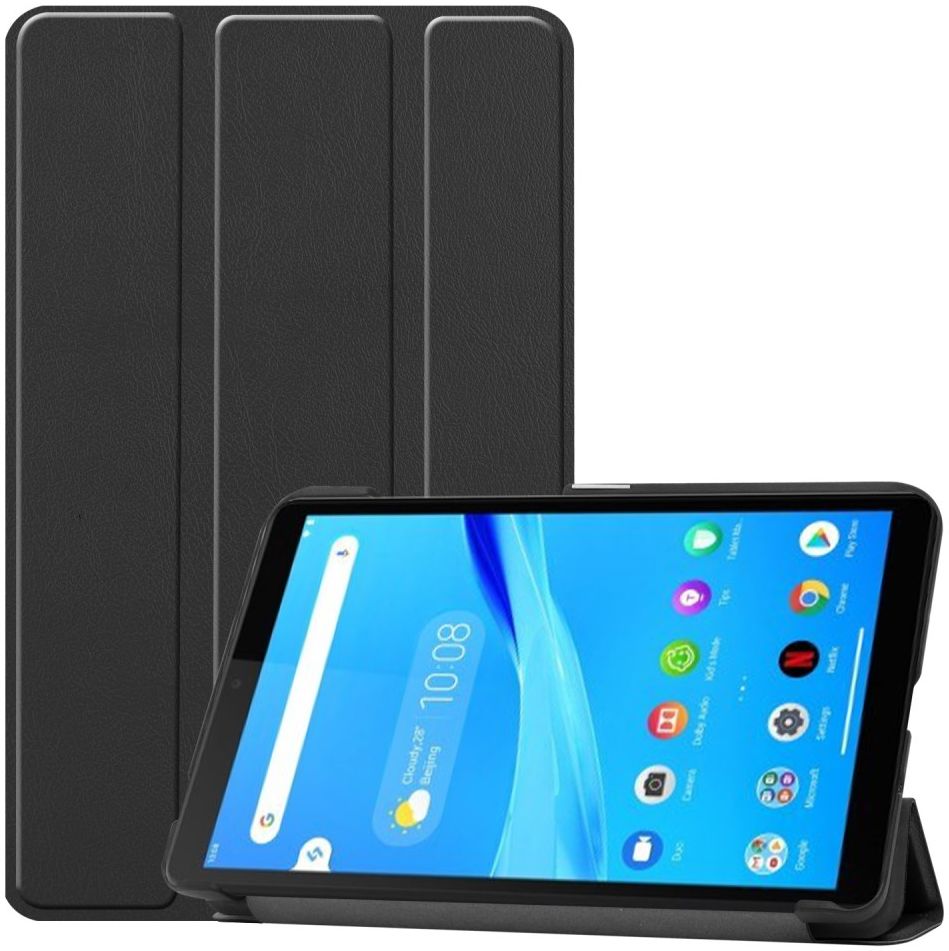 Lenovo Tab M7 Hoesje Tri-Fold Book Case met Standaard Zwart afbeelding 1