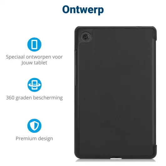 Lenovo Tab M7 Hoesje Tri-Fold Book Case met Standaard Zwart afbeelding 3
