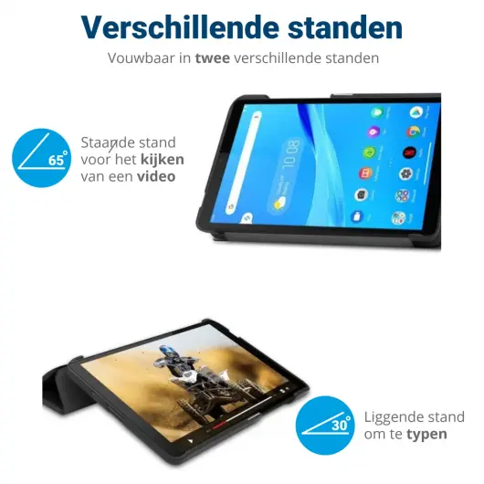 Lenovo Tab M7 Hoesje Tri-Fold Book Case met Standaard Zwart afbeelding 5