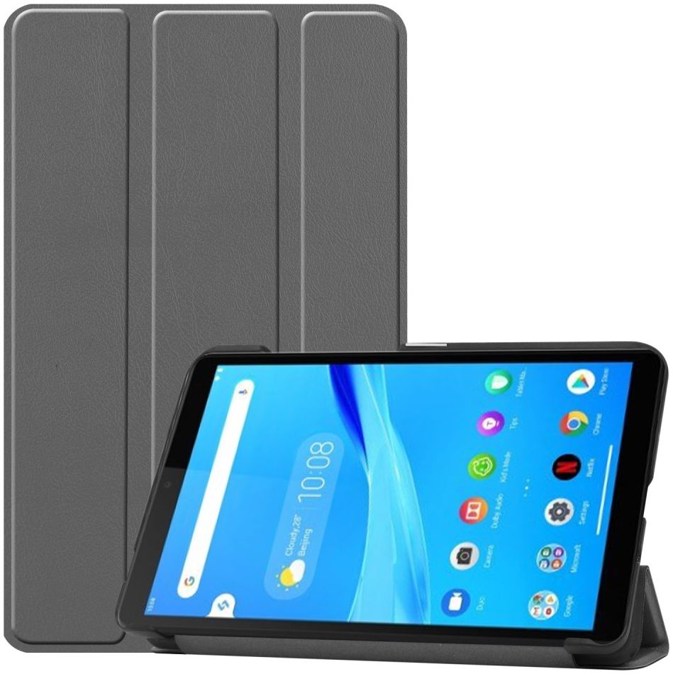 Lenovo Tab M7 Hoesje Tri-Fold Book Case met Standaard Grijs afbeelding 1