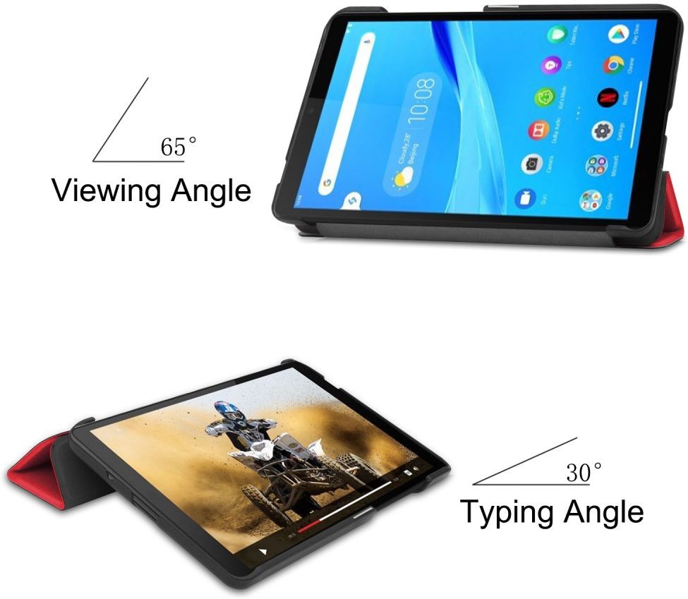 Lenovo Tab M7 Hoesje Tri-Fold Book Case met Standaard Rood afbeelding 4