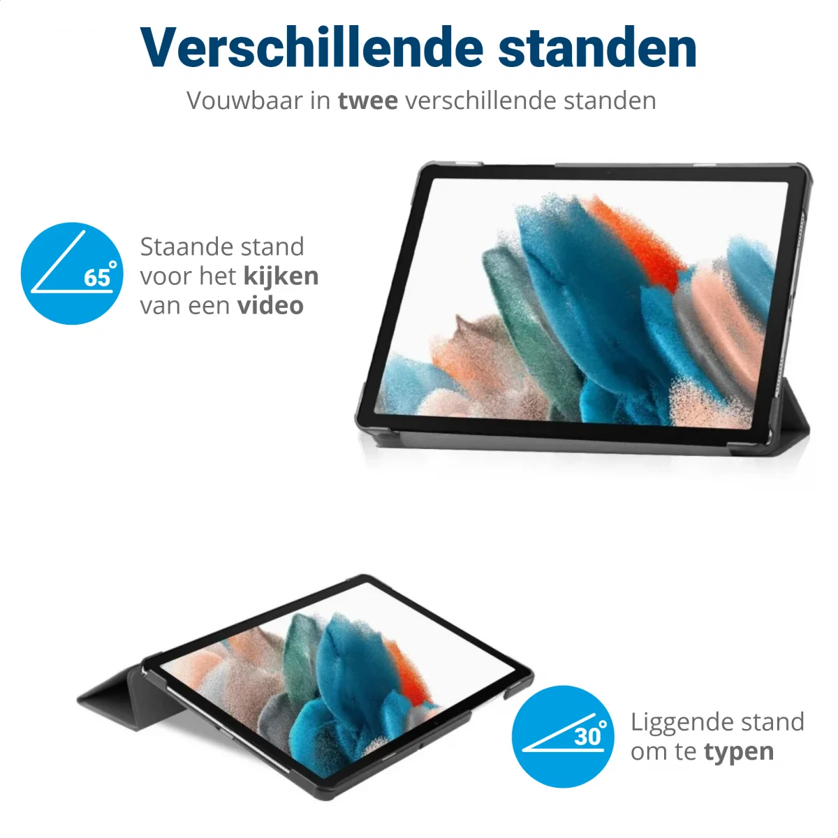 Lenovo Tab M8 Hoesje Tri-Fold Book Case met Standaard Zwart afbeelding 5