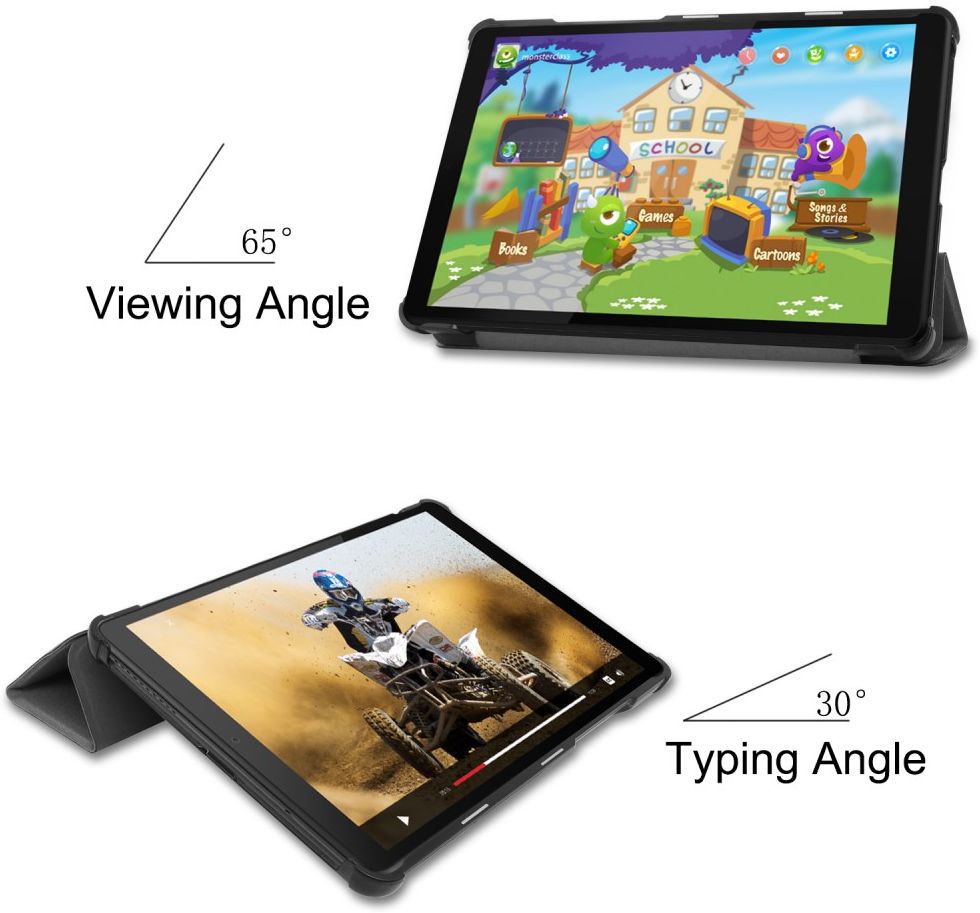 Lenovo Tab M8 Hoesje Tri-Fold Book Case met Standaard Grijs afbeelding 4