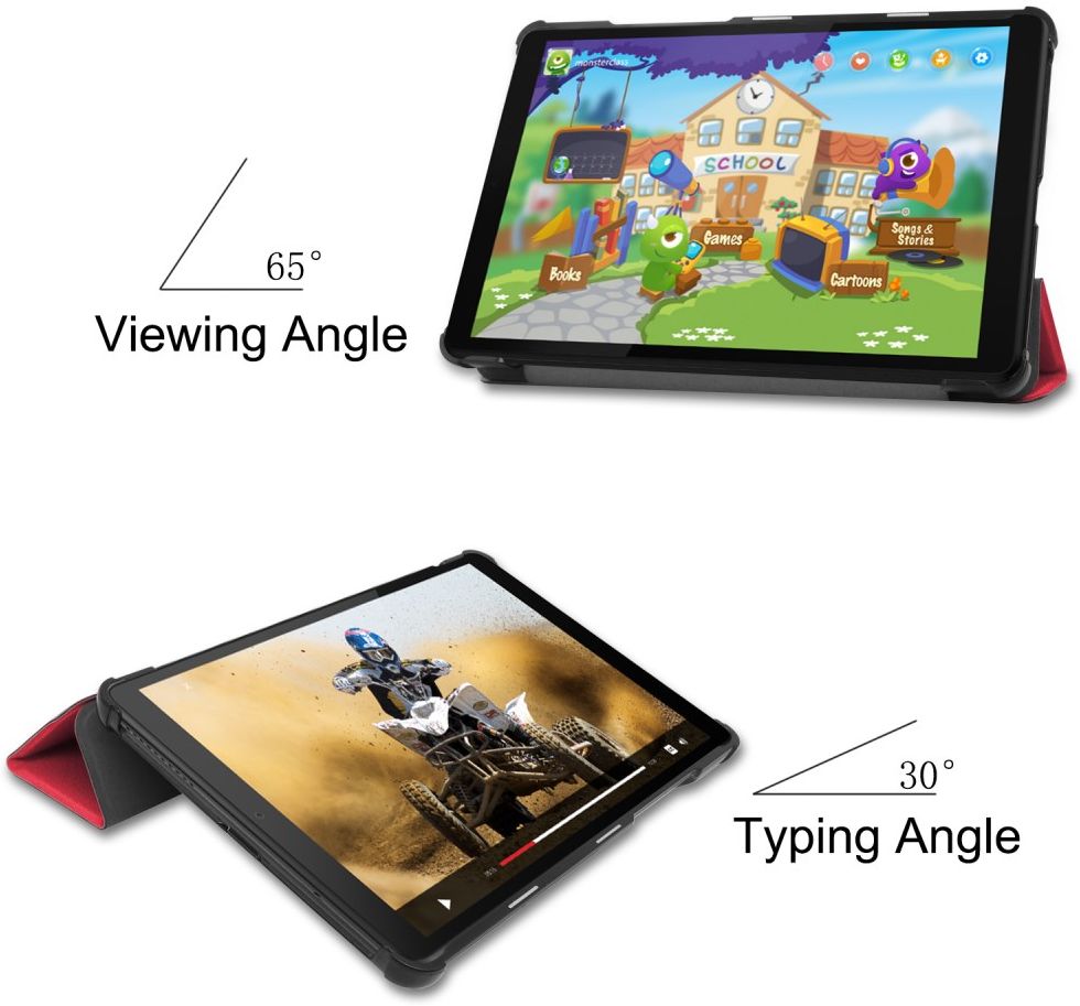 Lenovo Tab M8 Hoesje Tri-Fold Book Case met Standaard Rood afbeelding 3