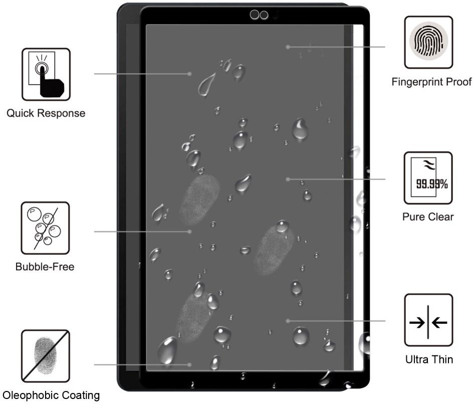 Samsung Galaxy Tab A 10.1 (2019) Tempered Glass Screen Protector Zwart afbeelding 2