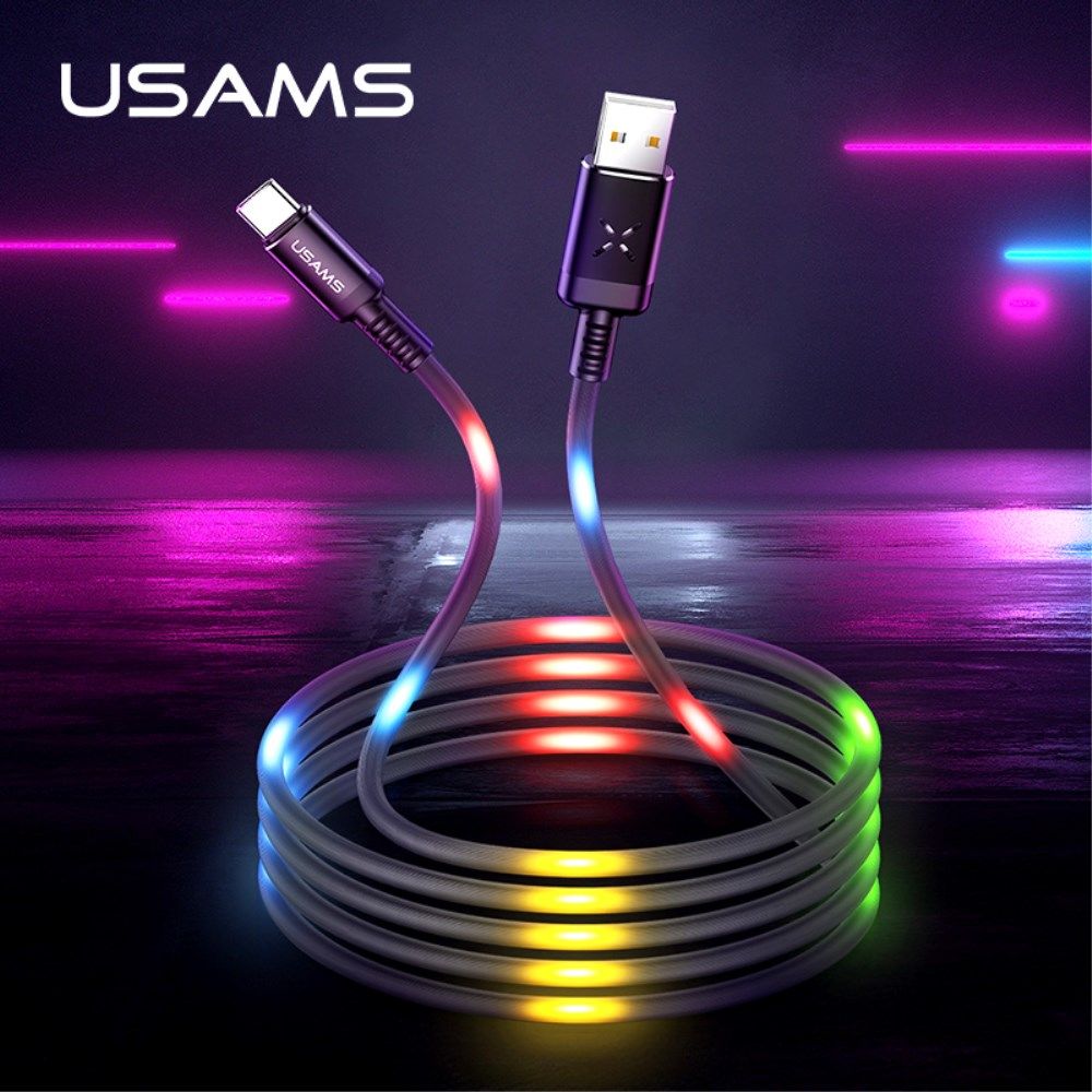 USAMS Slimme USB-C Led Kabel 1 Meter Zwart afbeelding 2