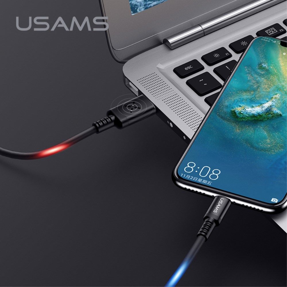 USAMS Slimme USB-C Led Kabel 1 Meter Zwart afbeelding 4