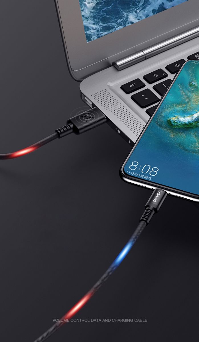 USAMS Slimme USB-C Led Kabel 1 Meter Wit afbeelding 7