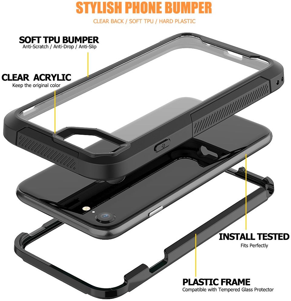 Vivid iPhone 7/ 8 / SE (2020/2022) Protectie Hoesje Transparant Zwart afbeelding 2