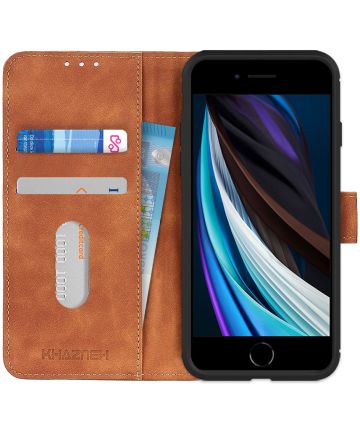 KHAZNEH Apple iPhone 7/8/SE 2020 Hoesje Retro Wallet Book Case Bruin Hoesjes
