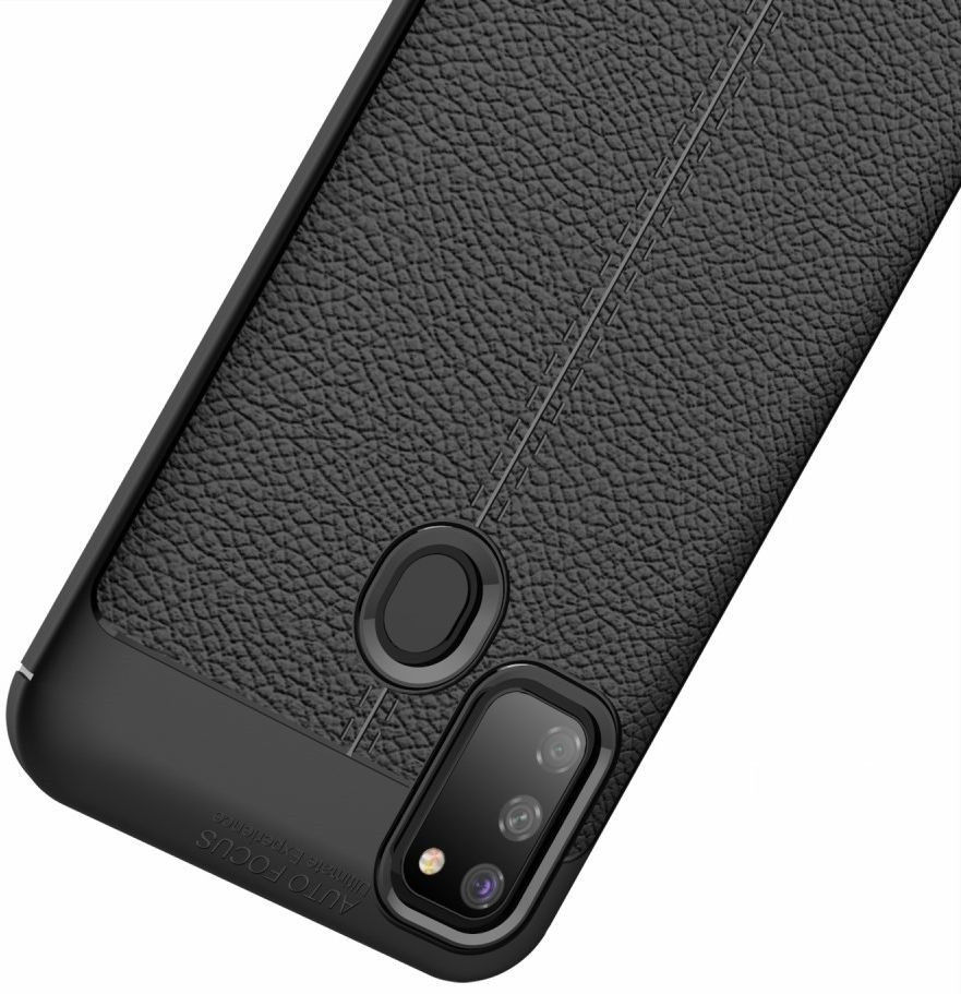 Samsung Galaxy M21 Hoesje met Kunstleer Coating Zwart afbeelding 4