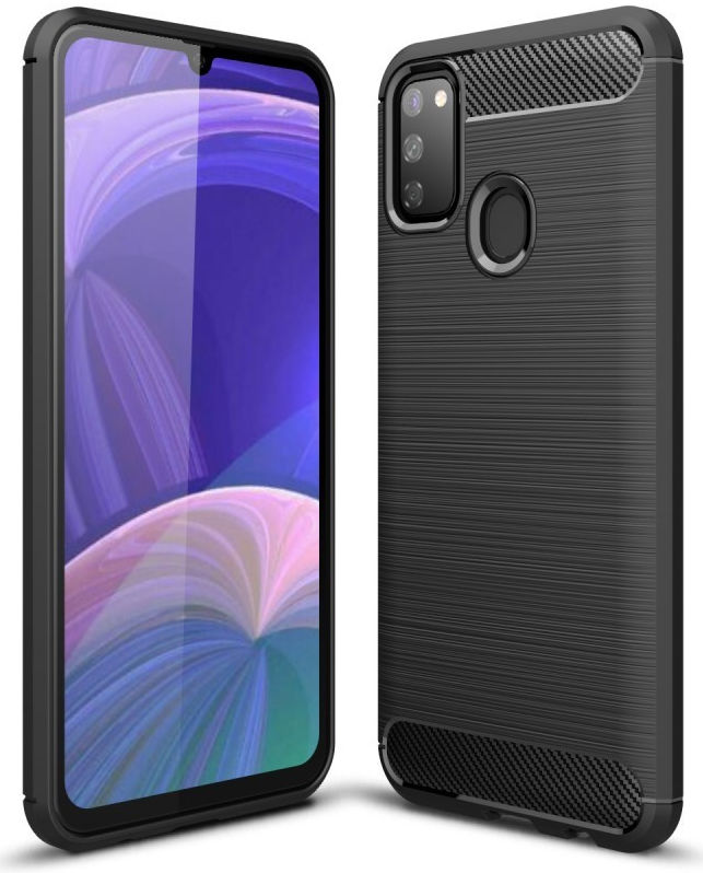 Samsung Galaxy M21 Hoesje Geborsteld TPU Zwart afbeelding 1