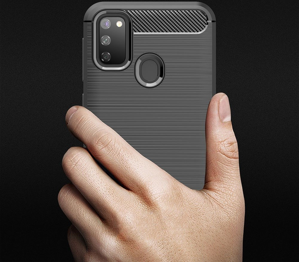 Samsung Galaxy M21 Hoesje Geborsteld TPU Zwart afbeelding 3