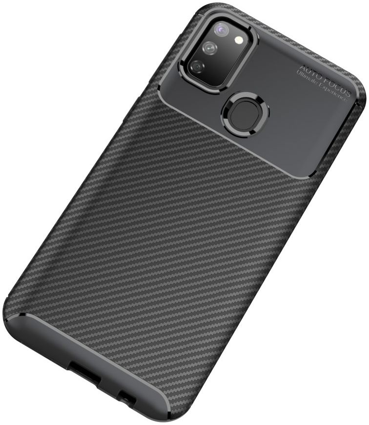 Samsung Galaxy M21 Hoesje Geborsteld Carbon Zwart afbeelding 2