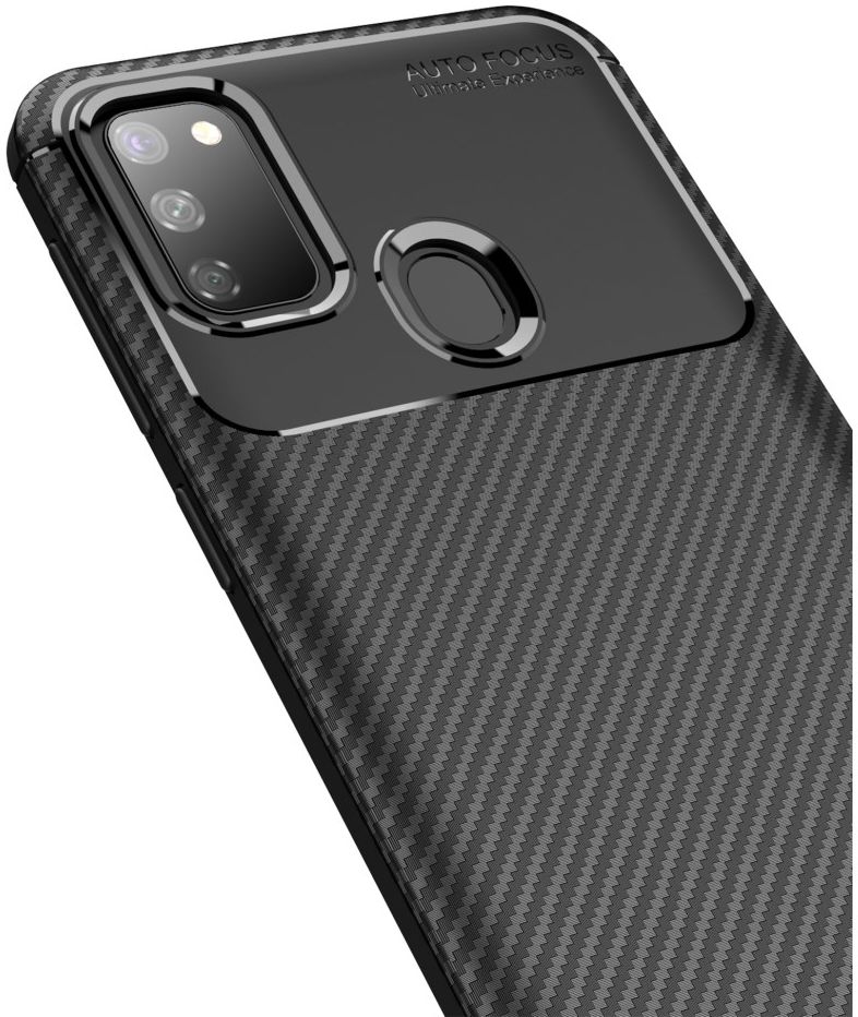 Samsung Galaxy M21 Hoesje Geborsteld Carbon Zwart afbeelding 4