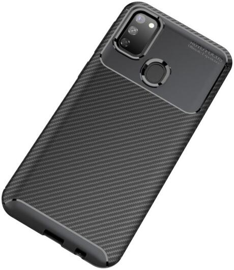 Samsung Galaxy M21 Hoesje Geborsteld Carbon Zwart afbeelding 2