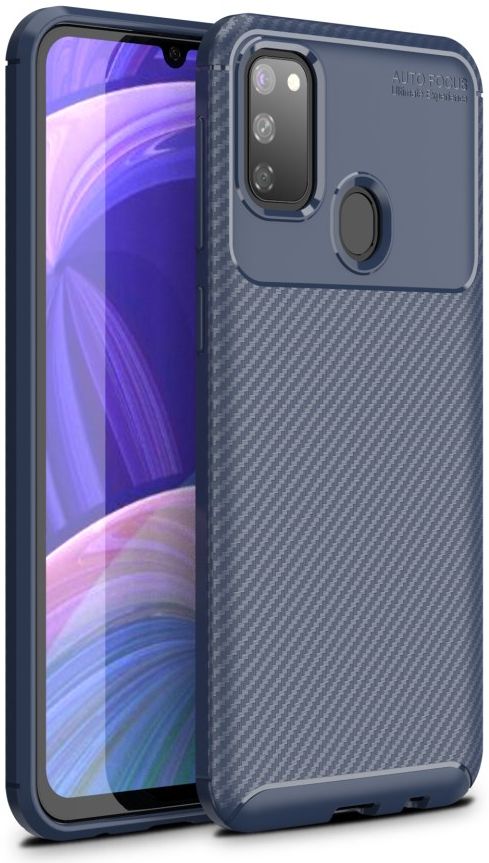 Samsung Galaxy M21 Hoesje Geborsteld Carbon Blauw afbeelding 1