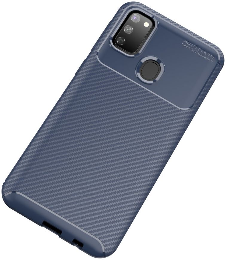 Samsung Galaxy M21 Hoesje Geborsteld Carbon Blauw afbeelding 2