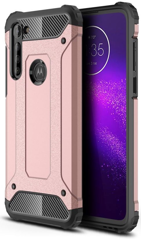 Motorola Moto G8 Power Hoesje Shock Proof Hybride Back Cover Roze Goud afbeelding 1