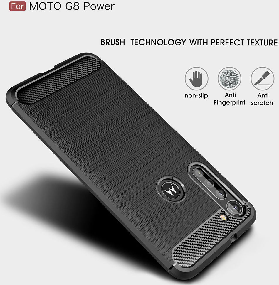 Motorola Moto G8 Power Hoesje Geborsteld TPU Back Cover Zwart afbeelding 5