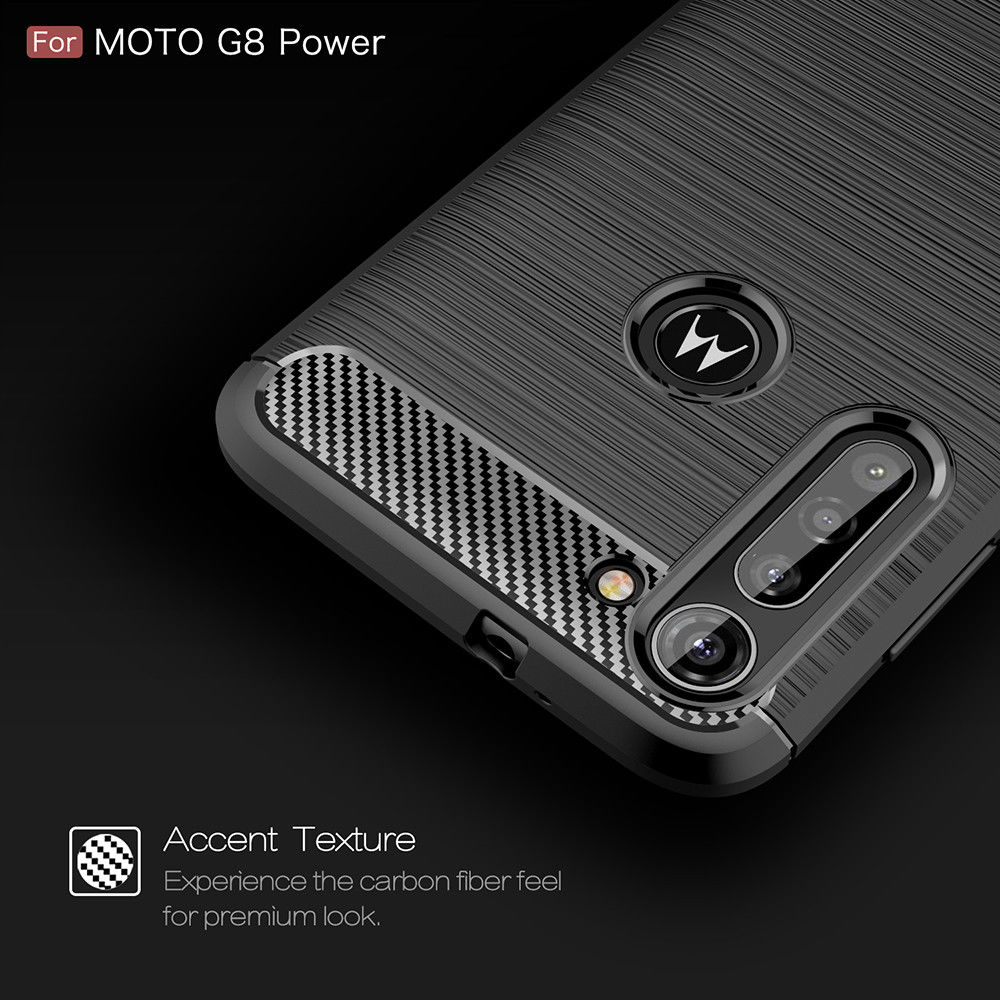 Motorola Moto G8 Power Hoesje Geborsteld TPU Back Cover Zwart afbeelding 6