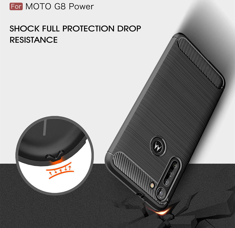 Motorola Moto G8 Power Hoesje Geborsteld TPU Back Cover Zwart afbeelding 8