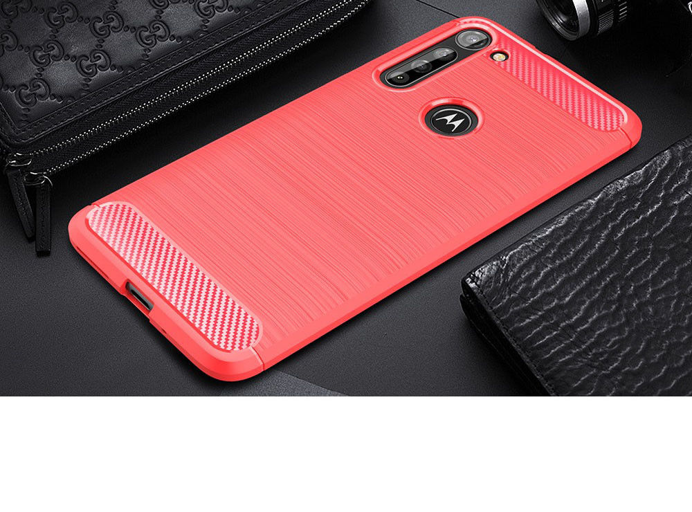 Motorola Moto G8 Power Hoesje Geborsteld TPU Rood afbeelding 2