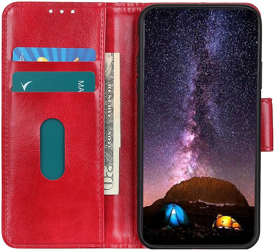 Motorola Moto G8 Power Hoesje Portemonnee Kunstleer Rood afbeelding 1