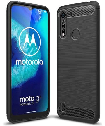 Motorola Moto G8 Power Lite Hoesje Geborsteld TPU Zwart Hoesjes