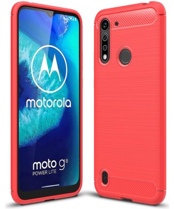 Motorola Moto G8 Power Lite Hoesje Geborsteld TPU Rood Hoesjes