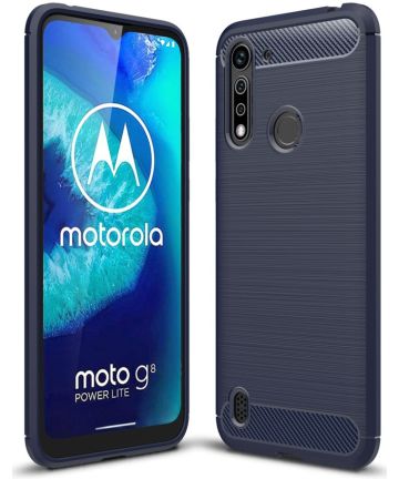 Motorola Moto G8 Power Lite Hoesje Geborsteld TPU Donkerblauw Hoesjes
