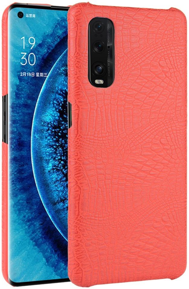 Oppo Find X2 Kunstleren Hoesje met Krokodil Textuur Rood afbeelding 1