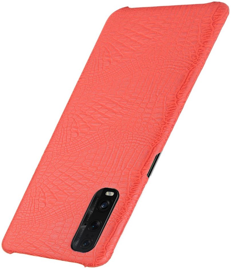 Oppo Find X2 Kunstleren Hoesje met Krokodil Textuur Rood afbeelding 3