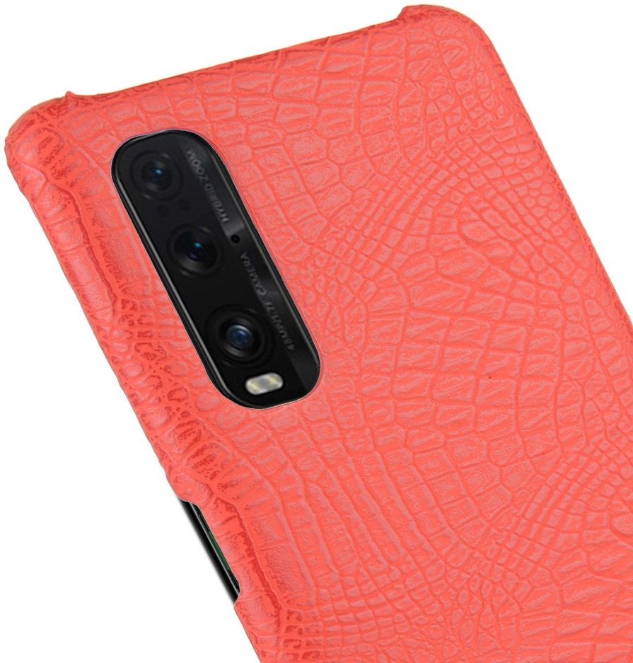 Oppo Find X2 Kunstleren Hoesje met Krokodil Textuur Rood afbeelding 5