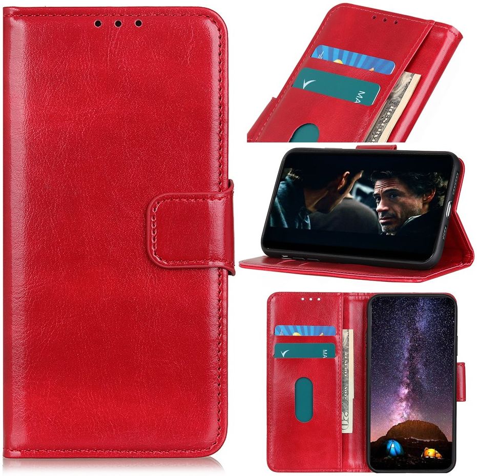 Oppo Find X2 Hoesje Portemonnee Kunstleer met Standaard Rood afbeelding 4