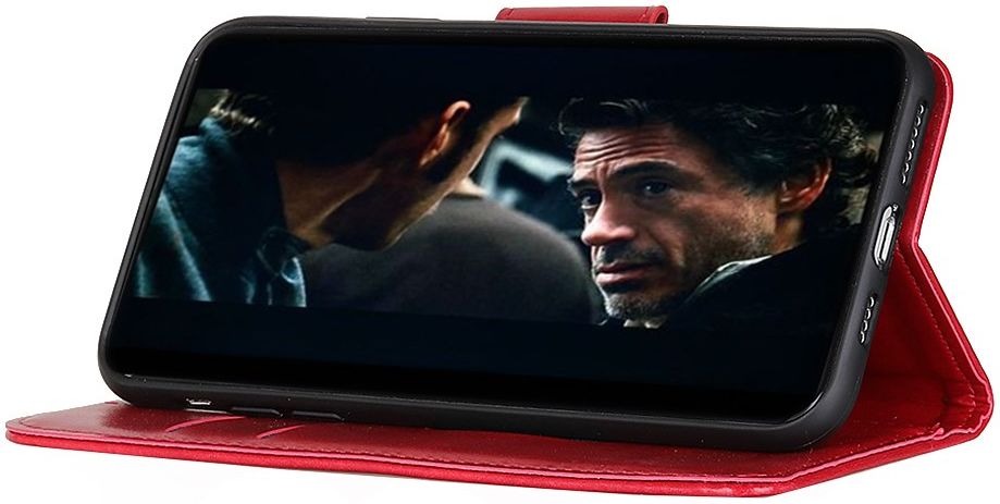 Oppo Find X2 Hoesje Portemonnee Kunstleer met Standaard Rood afbeelding 3