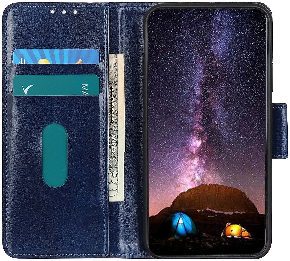 Oppo Find X2 Hoesje Portemonnee Kunstleer met Standaard Blauw afbeelding 2