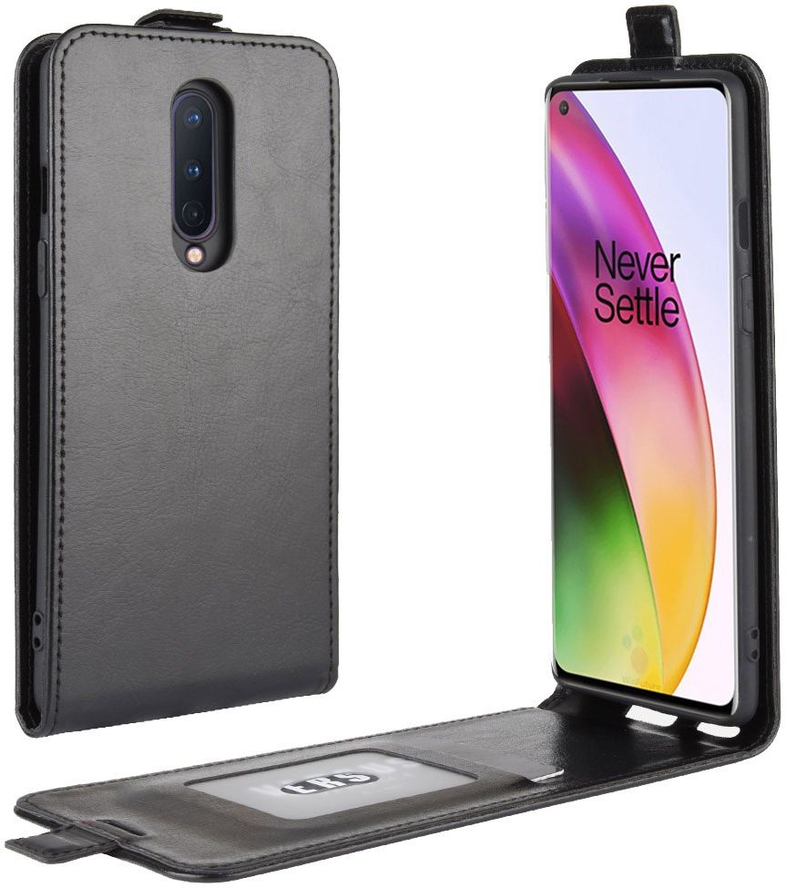 OnePlus 8 Hoesje Verticaal Flip Zwart afbeelding 1