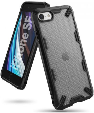 Ringke Fusion X Design Apple iPhone SE 2020 Hoesje Carbon Fiber Zwart Hoesjes