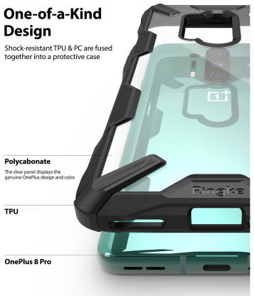 Ringke Fusion X OnePlus 8 Pro Hoesje Zwart afbeelding 4