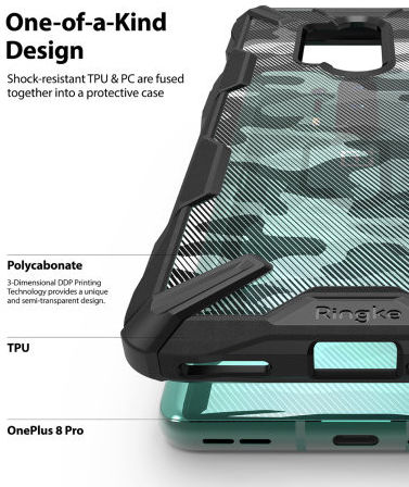 Ringke Fusion X OnePlus 8 Pro Hoesje Camo Zwart afbeelding 4