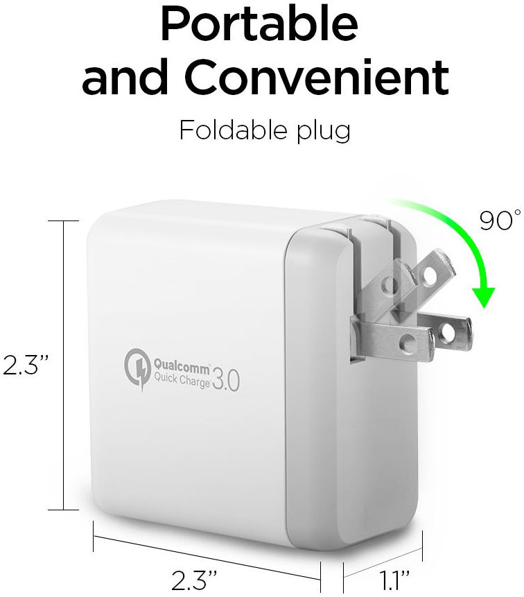 Spigen Essential F207 Quick Charge 3.0 inklapbare Oplader 2 Poorten afbeelding 2