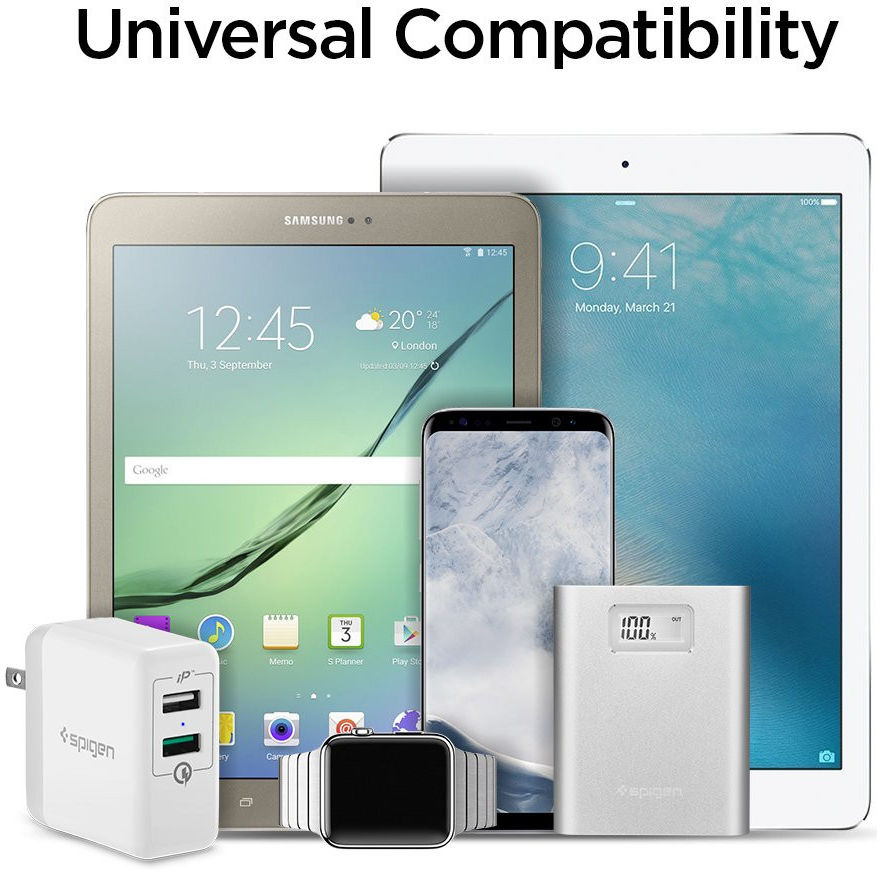 Spigen Essential F207 Quick Charge 3.0 inklapbare Oplader 2 Poorten afbeelding 3