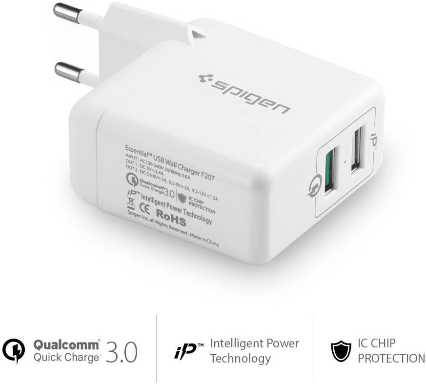 Spigen Essential F207 Quick Charge 3.0 Compacte Oplader 2 Poorten afbeelding 4
