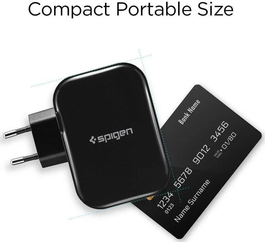 Spigen Essential F401 USB Oplader 34W met 4 Poorten Zwart afbeelding 3
