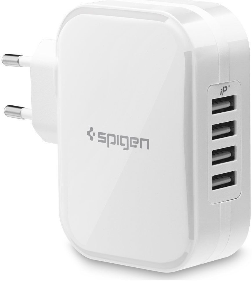 Spigen SteadiBoost F401 34W Oplader met 4 Universele USB Poorten Wit afbeelding 1